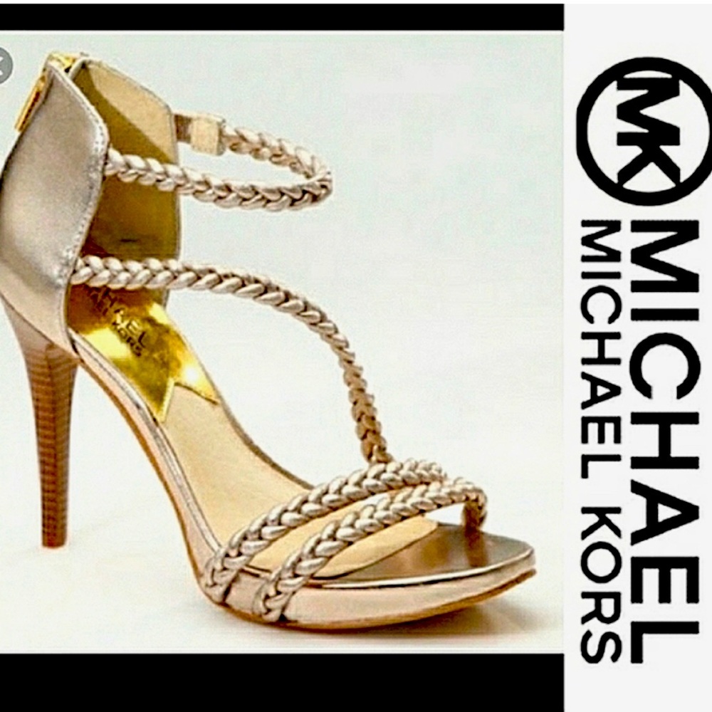 Michael Kors Alexa Heels - Gold Braided Stilettos